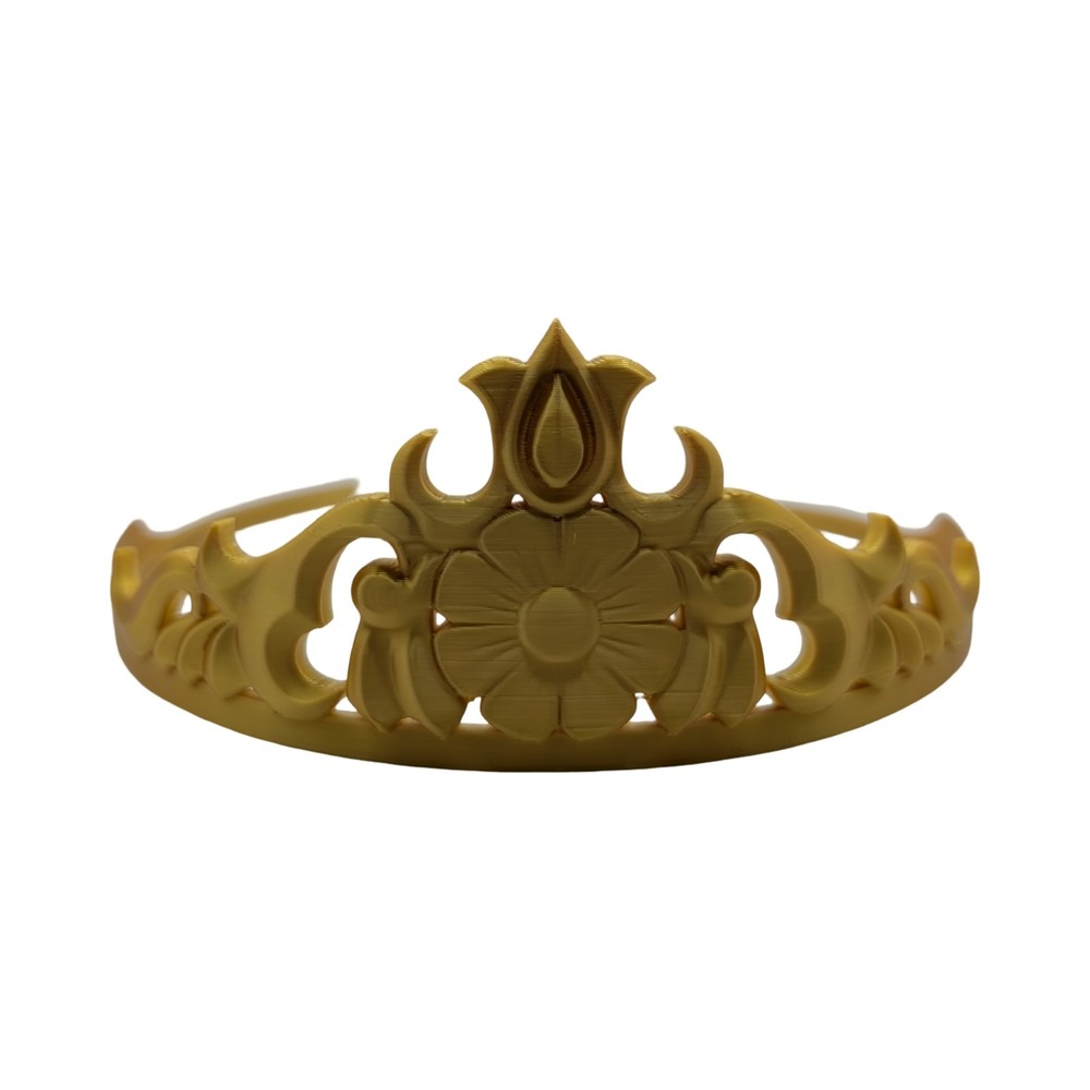 3D Printed Gold Princess Crown Tiara Floral Fantasy Cosplay Dress Up